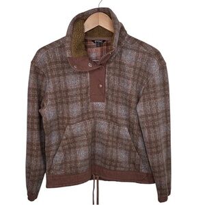 Stoic Brown Plaid Fleece Snap Puilover Women Size XS